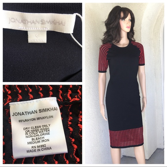 NWT Jonathan Simkhai black/red dress size M - Picture 1 of 15